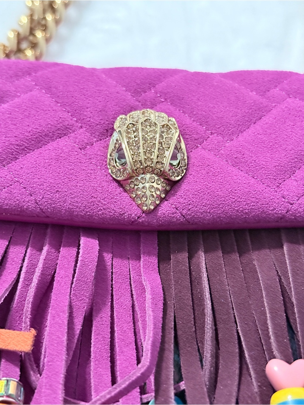 Kurt Geiger Kensington Quilted Fringe Shoulder Bag - Picture 4 of 8